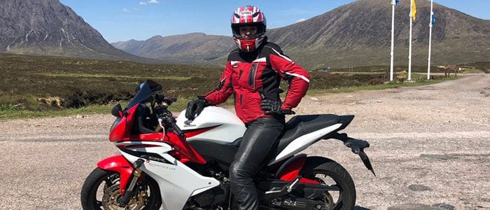 Woman on motorbike